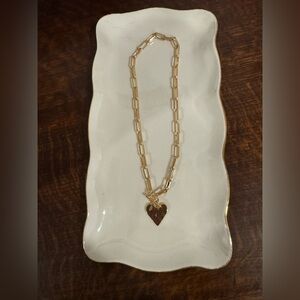 Erin McDermott Gold Hammered Heart Toggle Necklace